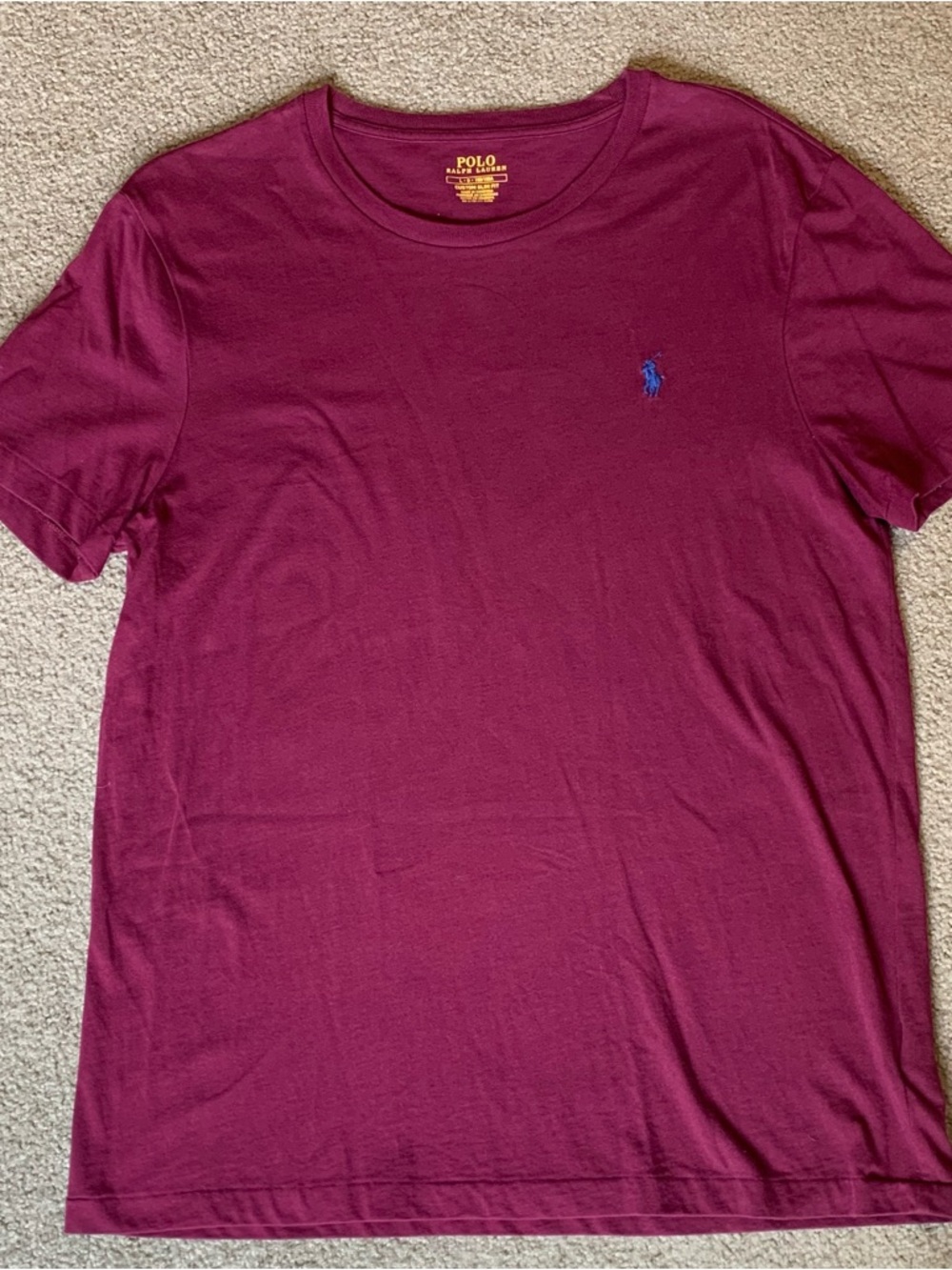 Polo Ralph Lauren Basic T-Shirt Youth Large Maroon Short Sleeve Crew Neck Tee